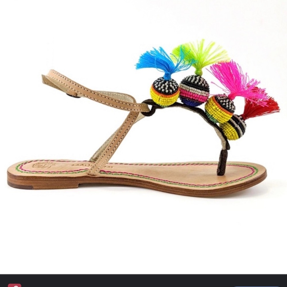 MaliParmi Jaya Beaded Fringe Tassel Sandals